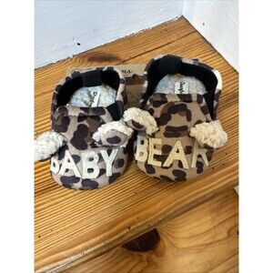 Dearfoams Leopard Baby Memory Foam Slippers "Baby Bear" Size 6-9 Months New